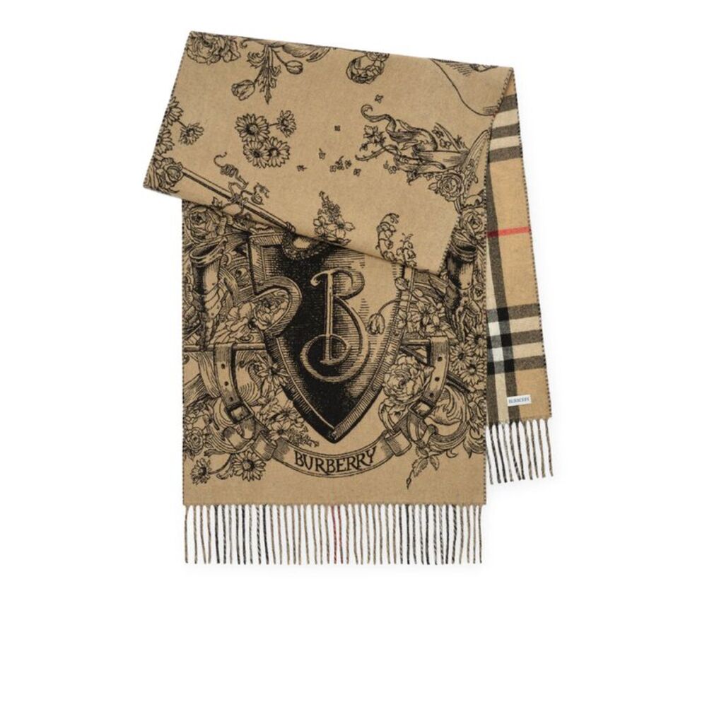 Burberry Men Reversible Cashmere Scarf With Etched Detail